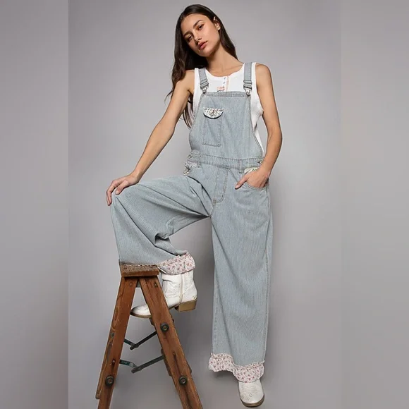 POL “Vintage Garden Overalls” | Denim Stripe - Picture 3 of 10